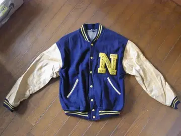 빈티지 1965년식 네이비 미식축구 바시티 자켓