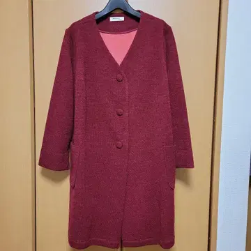 마카나 나 캐시 버건디 니트 롱 코트