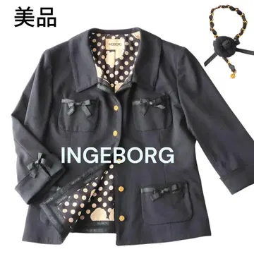 잉게보그 자켓 까멜리아 골드 버튼 리본 핑크하우스