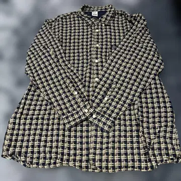 칼카니 플란넬 셔츠 네이비와 베이지 체크 무늬