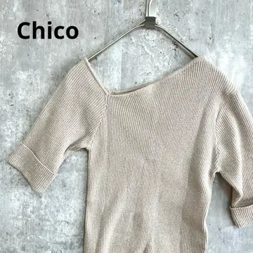 Chico 원숄더 니트 라메 오부소매 예쁜 캐주얼 귀여운