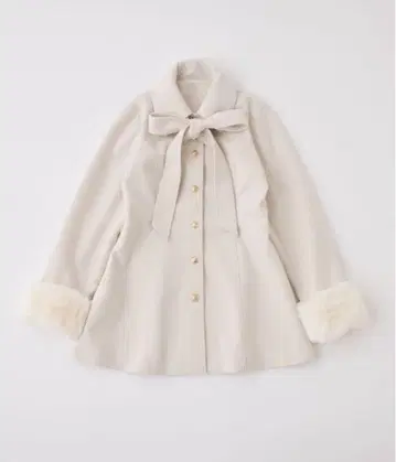 아이보리 리본 포함 미니 기장 자켓