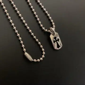 실버 925 도그택 참 크로스 모티브 목걸이 50cm