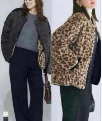 [ M 사이즈 ] coca 워셔블 리버서블 퀼팅 블루종 A 레오파드