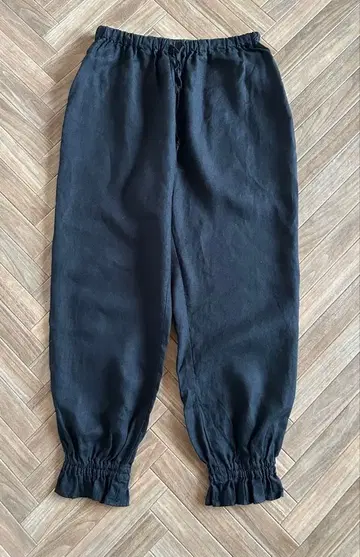 nestRobe 린넨 프릴 이지 팬츠 밑단 프릴 블랙