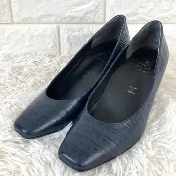컨디션 최상 리즈라피네 23cm 펌프스 네이비 포멀 악어 엠보싱