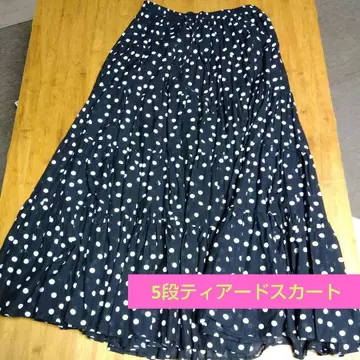 BEARDSLEY 5단 캉캉 스커트 블랙 베이스 도트 프린트