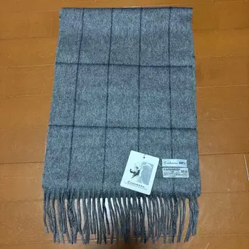 미사용 새상품 캐시미어 100% 그레이 체크 머플러