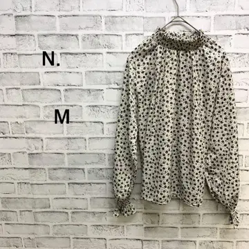 N. 에누도트 꽃무늬 블라우스 프릴 넥 아이보리 M