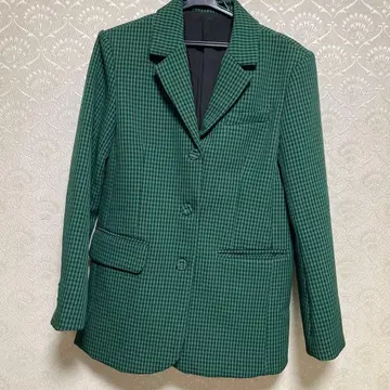 그린 체크 테일러드 자켓