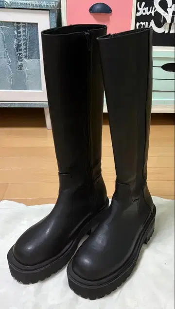 EMODA 롱 부츠 사이드 고어 롱 부츠 통굽