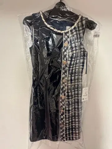 an 네이비 체크 드레스 S