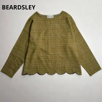 비어즐리 밑단 스캘럽 루프 체크 블라우스