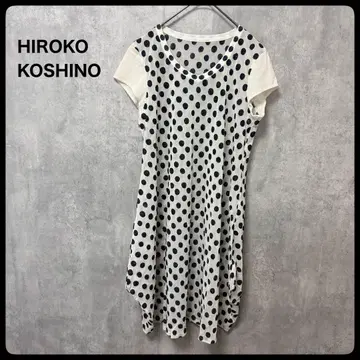 # HIROKO KOSHINO 도트 무늬 반팔 원피스 시어