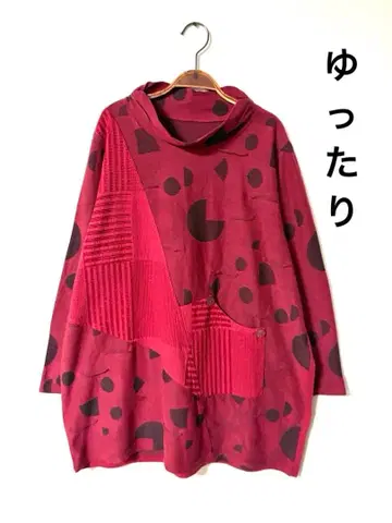 [ 새상품 ] 넉넉한 튜닉 원피스 도트 무늬 체형 커버 프리 사이즈