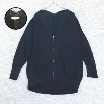 지네스 니트 가디건 겉옷 면 돌먼 슬리브 일본제 지퍼 네이비