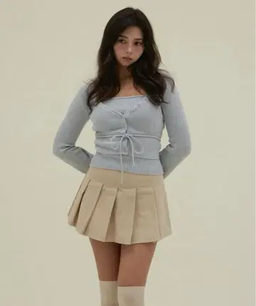 베이지 플리츠 스커트 S 사이즈