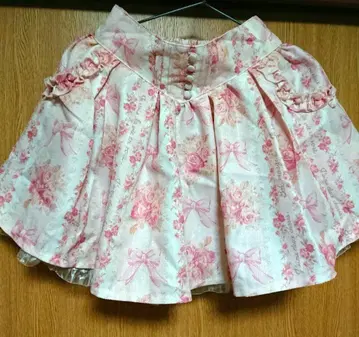 레어 LIZ LISA 꽃무늬 리본 무늬 포켓 부착 스커트 치마바지 새상품