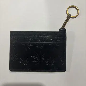 HUF 블랙 가죽 카드 케이스 키체인 포함