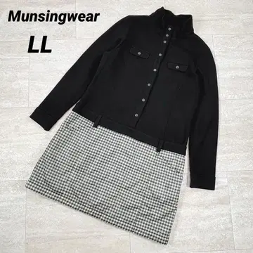[먼싱웨어] 긴팔 원피스 LL 절개 가을/겨울 블랙 체크 충전솜