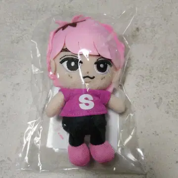 핑크색 머리 캐릭터 봉제 인형 약 12cm