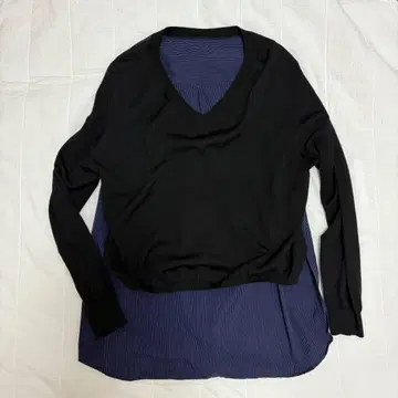 LOUNGEDRESS 니트 도킹 셔츠 블랙 네이비