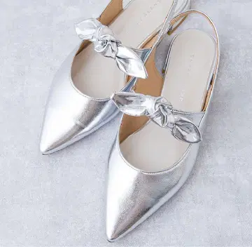 터번 리본 백 밴딩 펌프스 실버 / M