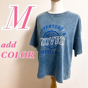 addrouge 아드루즈 색스 반팔 T셔츠 프린트 로고 데님풍