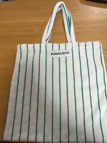 BONGUSTA 화이트, 그린 스트라이프 토트백