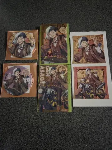 Dr.STONE 투링ver. 겐 캔뱃지, 클리어 카드, 스티커