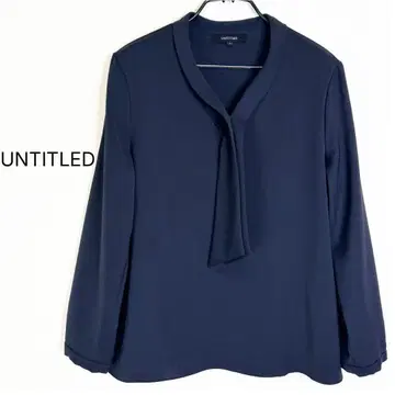 untitled 보타이 달린 블라우스 네이비 컬러