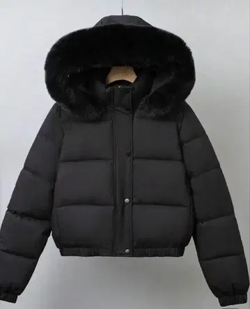 여성용 블랙 숏 다운 코트