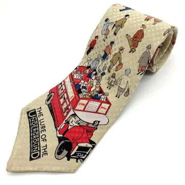 USA제 넥타이 런던 버스 풍자화 아트 구제 의류 올 패턴 빈티지