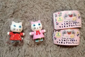 흰 고양이와 친구들 피규어 컬렉션 2개