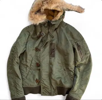 올리브 그린 MA-1 자켓 인조 모피 부착