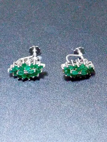 다이아몬드 에메랄드 귀찌 실버925