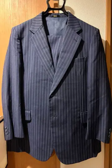 새상품급 네이비 스트라이프 남성용 비즈니스 정장 세트 3L~4L