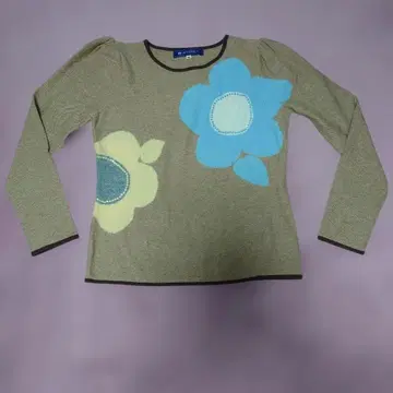 엠즈 그레이시 꽃무늬 니트 스웨터 긴팔 베이지 40