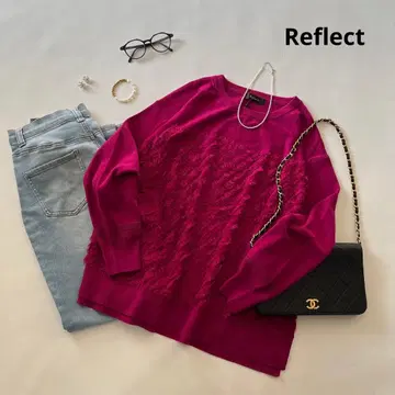 b1757 새상품 리플렉트 울 블렌드 프린지 디자인 니트