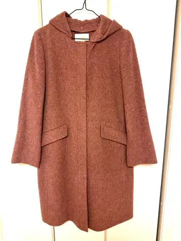 BEAMS HEART 울 코트 롱 코트 후드 핑크