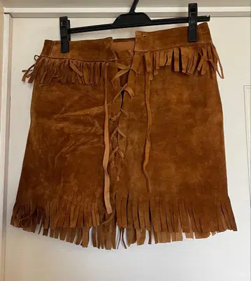 스웨이드 프린지 미니 스커트