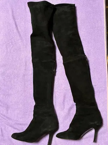 ZARA 블랙 스웨이드 니하이 부츠 38