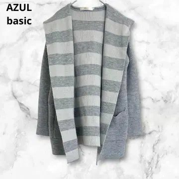 아즐 그레이 계열 보더 니트 긴팔 가디건 겉옷 S 아크릴 혼방