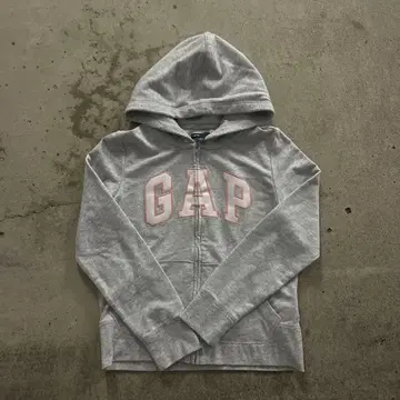 Gap 지퍼 후드티 핑크 그레이 짧은 기장 y2k 헤이세이 갸루