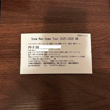 SnowMan 12/25 도쿄돔 아레나 사용 완료 티켓
