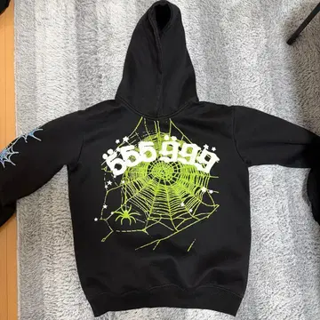 555 HIGHT 거미줄 후드티 블랙