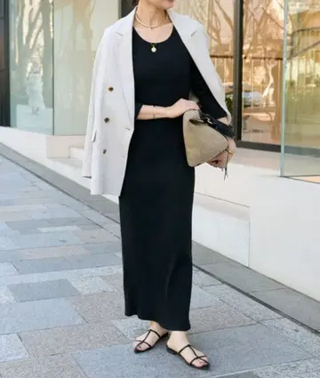 리브 드로와 2way 롱 리브 원피스 검정 블랙 리브 니트 원피스 타이트