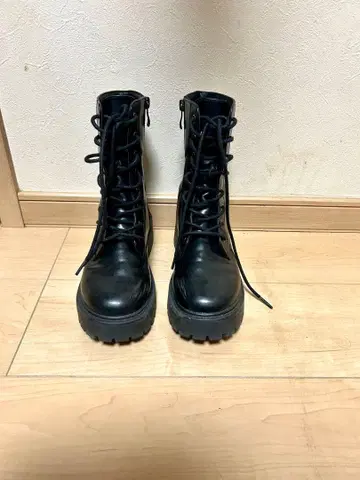 통굽 레이스업 부츠 블랙 디즈니 S 사이즈