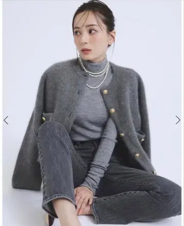 anuans 라쿤 블렌드 노카라 니트 자켓