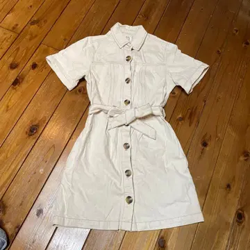 베이지 데님 원피스 반팔